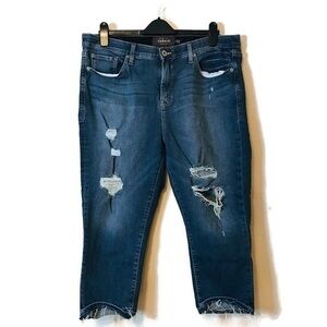 Torrid Distressed Crop Sky High Skinny Premium Stretch High-Rise Jeans size 20